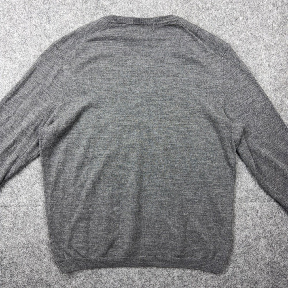 Calvin Klein Sweater Mens Medium Gray Extra Fine Merino Wool V Neck Pullover - Picture 6 of 9
